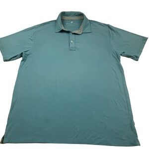 Free Fly Mens Performance Bamboo Apparel Short Sleeve Polo Shirt Teal Size L